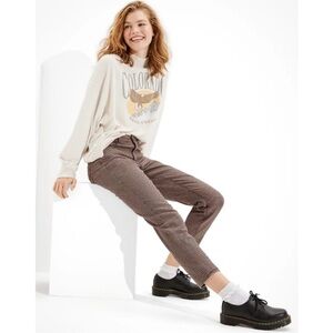 {AE American Eagle} "Mom Jean" Check Plaid Print Tapered Straight Leg Stretch